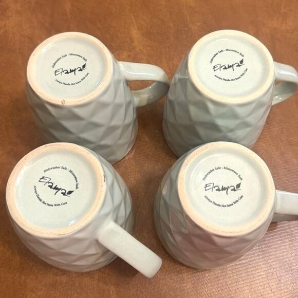 Embossed Ceramic Coffee Mug Set  Dishwasher & Microwave Safe  Geometric - Picture 6 of 7